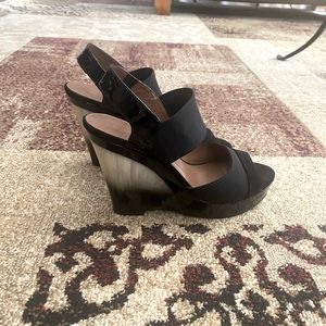 Donald J Pliner patent leather Debb wedge heel
